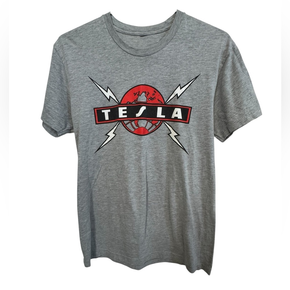 Tesla Rock Band 2018 Concert Tour Gray T-Shirt Men’s S MINTY
